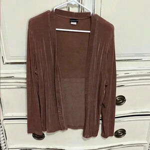 Citiknit Women's Mauve Open-Front Sweater